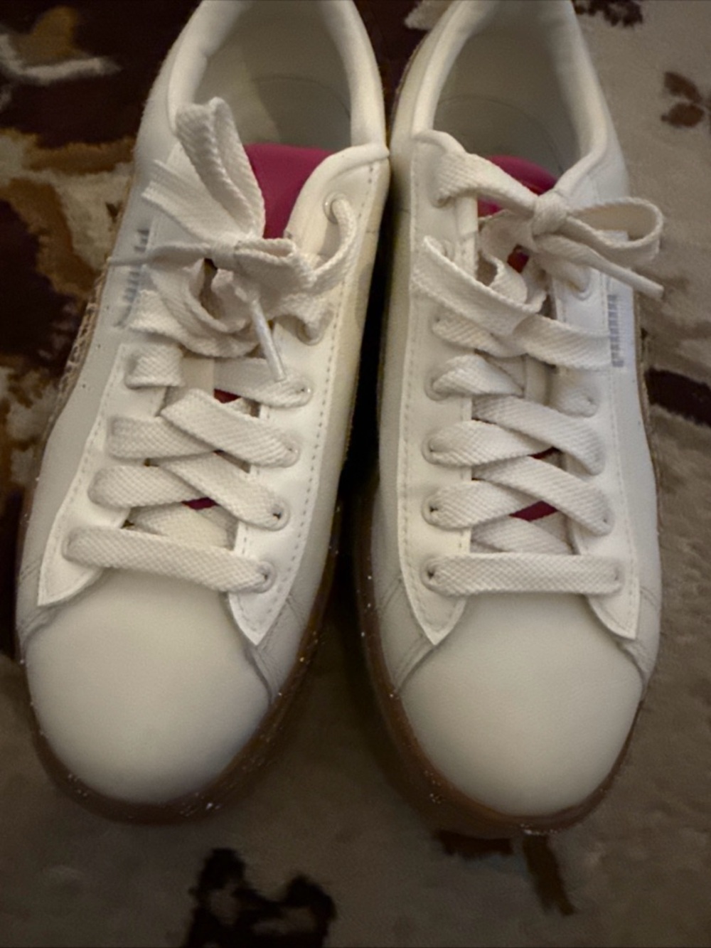 Puma Women’s Cream Leather Platform Sneakers with Leopard Detail - Picture 13 of 14